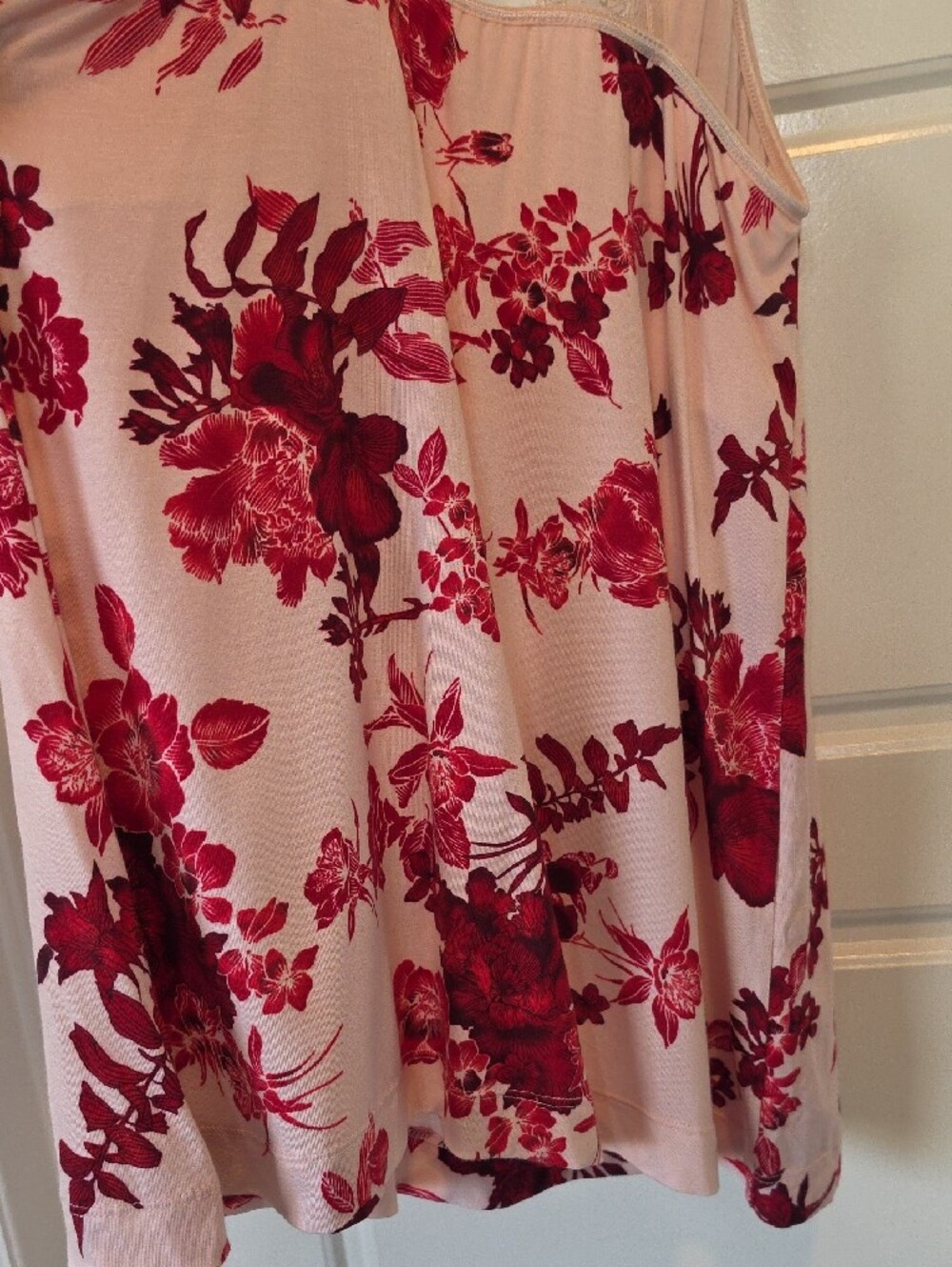 Soma Floral Racer-Back Cami - Pink with Red Rose Print and Lace Trim - Small - Picture 8 of 9